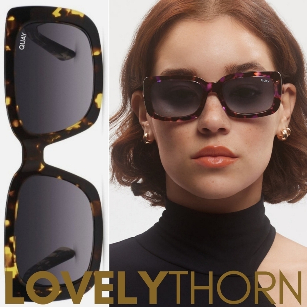 QUAY // ltd ed ultra-chic rectangular tortoise frame black smoke fade lens